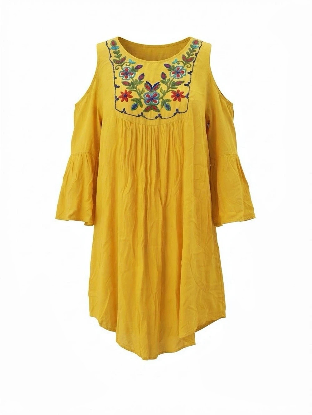 Just Love Embr Bib Embroidered Tunic Dress Floral Mini Dress Size Small NWT